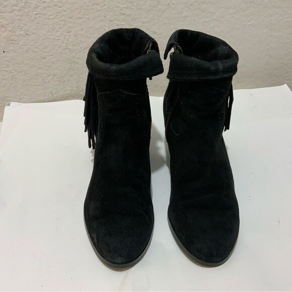 Sam Edelman Louie Suede Fringe Heeled Ankle Boot Black Women's sz 7 - Picture 3 of 14